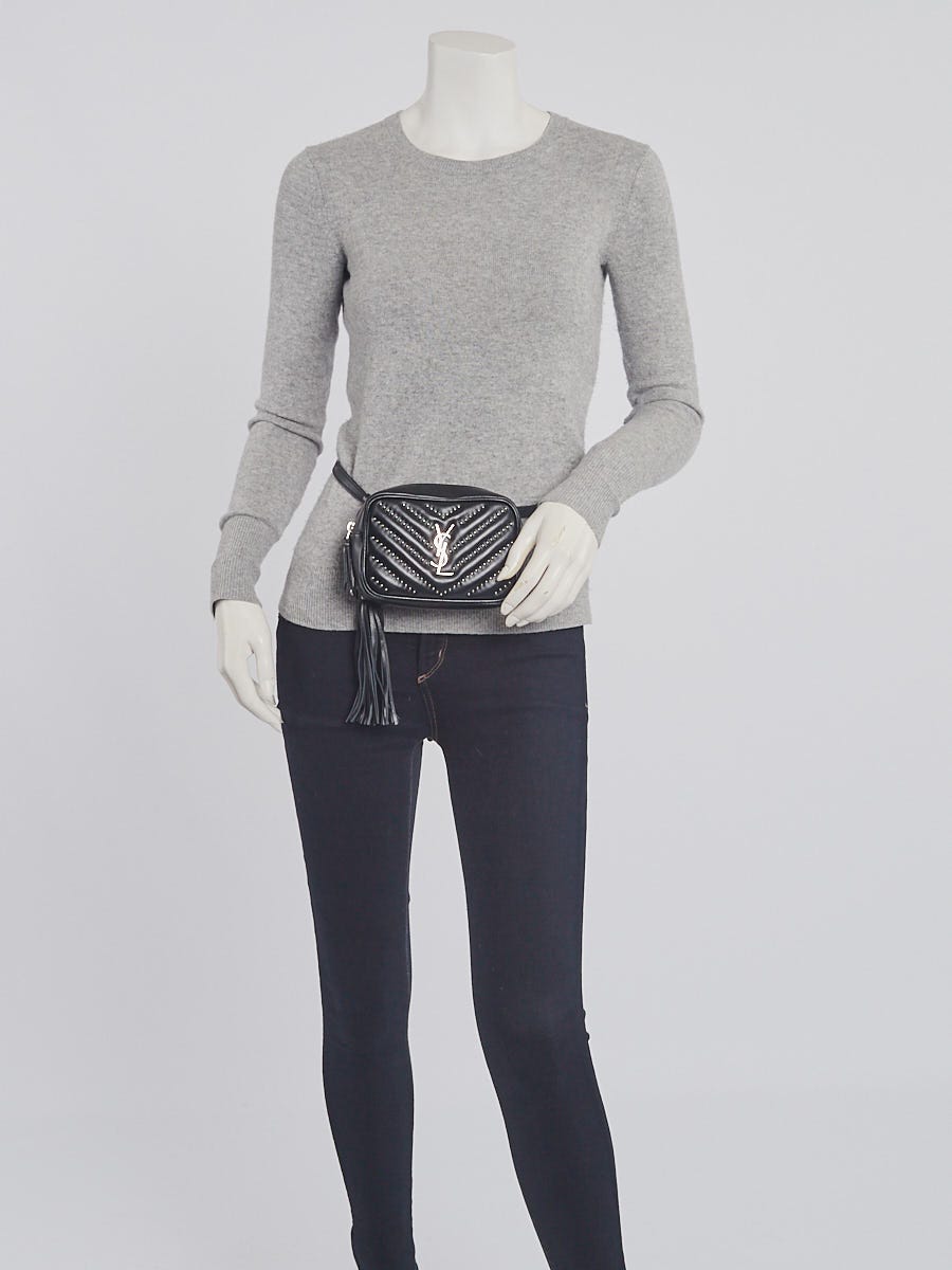 Ysl Saint Laurent woman Lou waist belt bag studded black