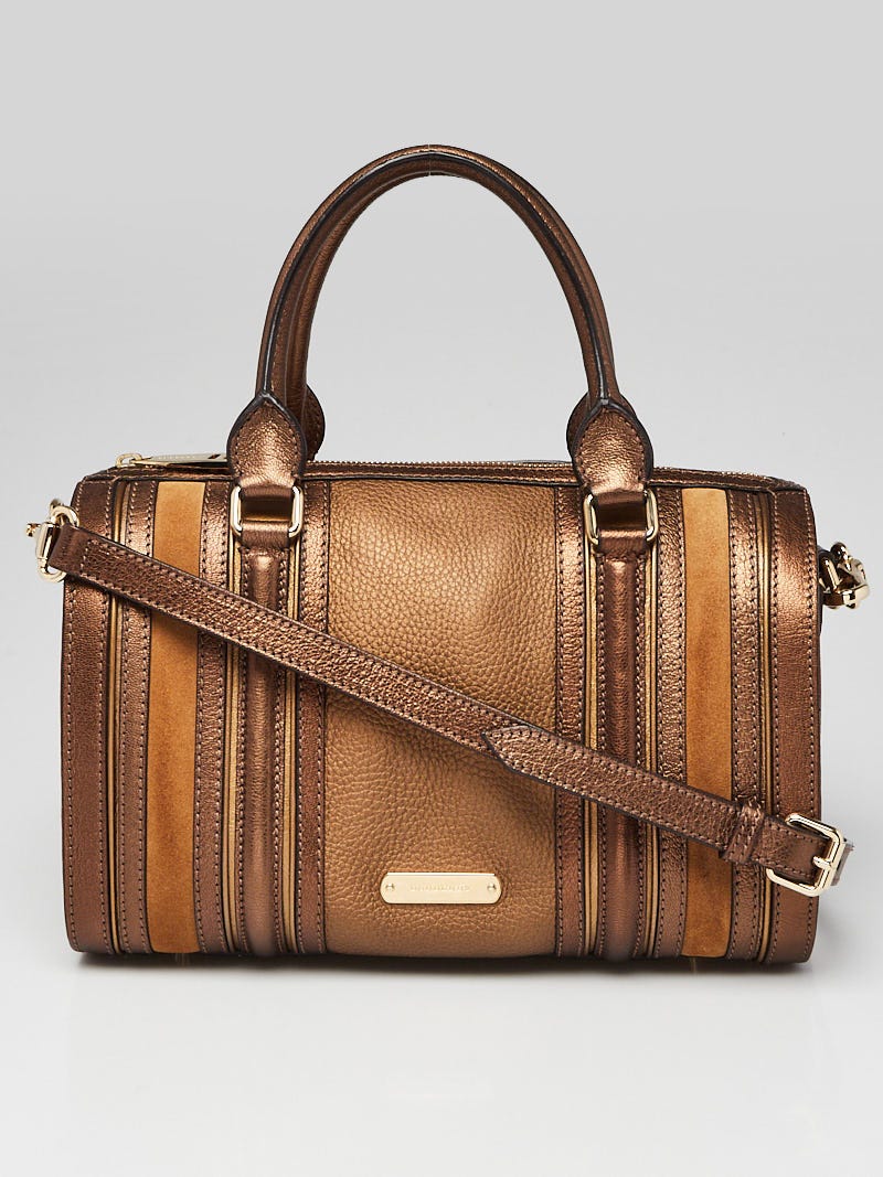 Burberry Bronze Leather and Suede Medium Alchester Bowling