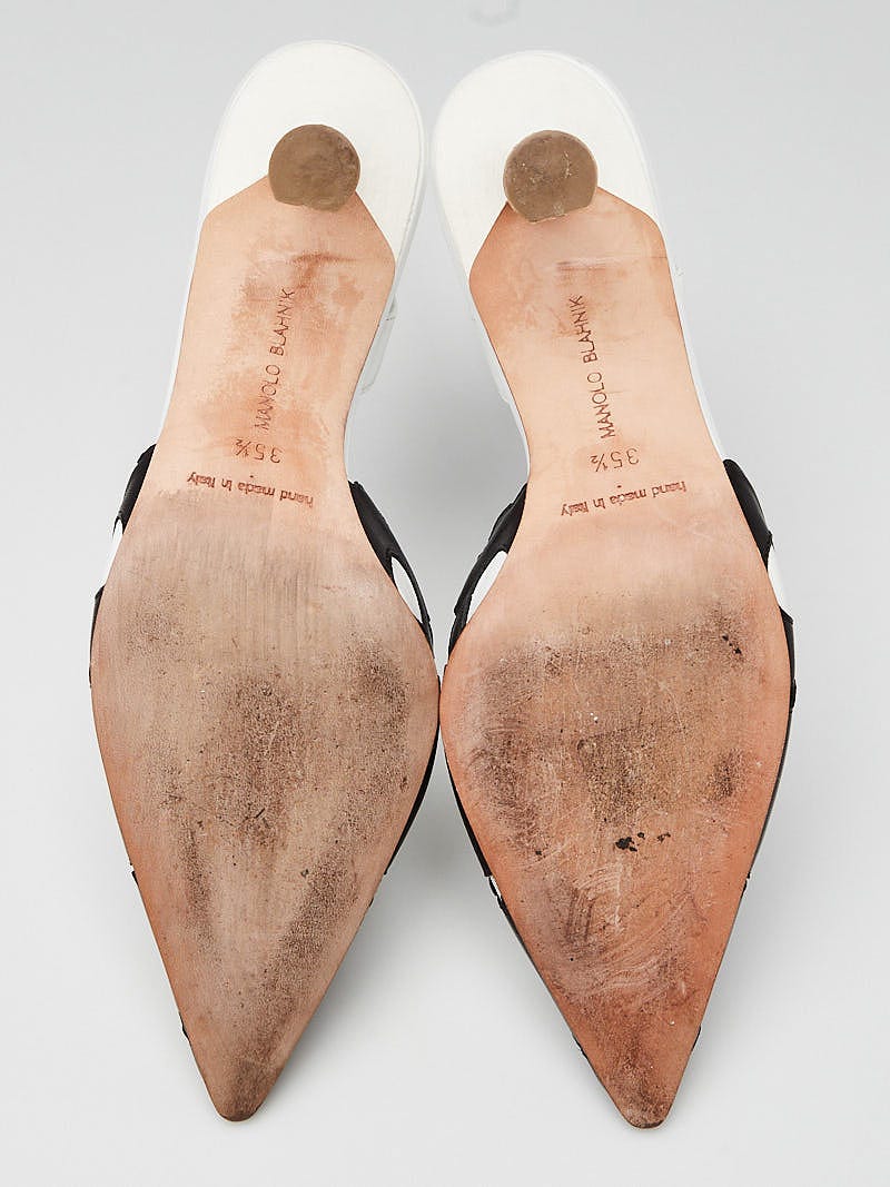 Louis Vuitton Black Monogram Canvas and Leather Pointed Toe Slingback Heels  7.5/38 - Yoogi's Closet