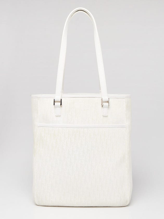 Christian Dior White Diorissimo Canvas Small Tote Bag