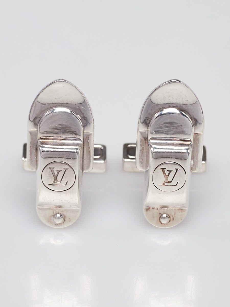 Louis Vuitton Sterling Silver Trunk Latch Cufflinks w/Damier Canvas Case -  Yoogi's Closet