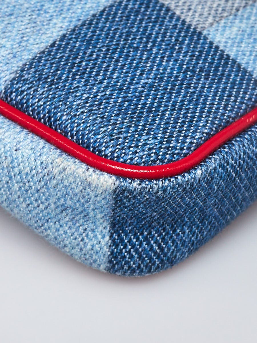 Louis Vuitton Blue Rouge Damier Monogram Denim Patchwork Micro Pochette Bag  - Yoogi's Closet