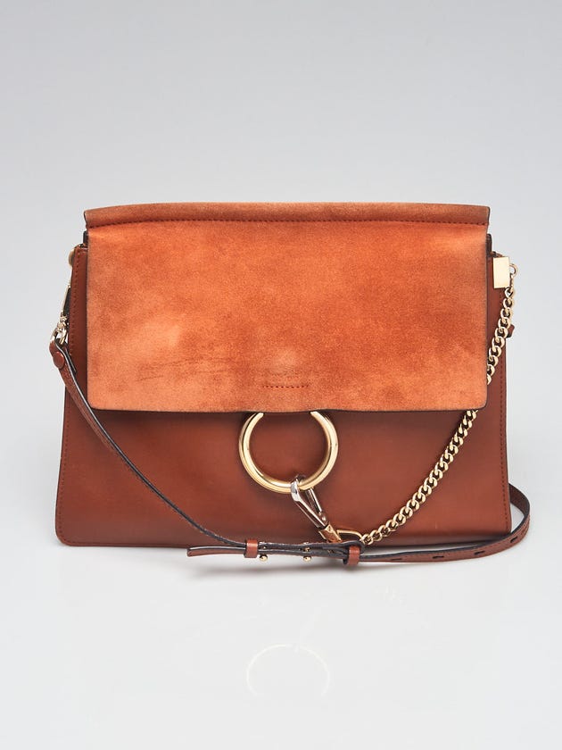 Chloe Tobacco Leather/Suede Faye Medium Shoulder Bag