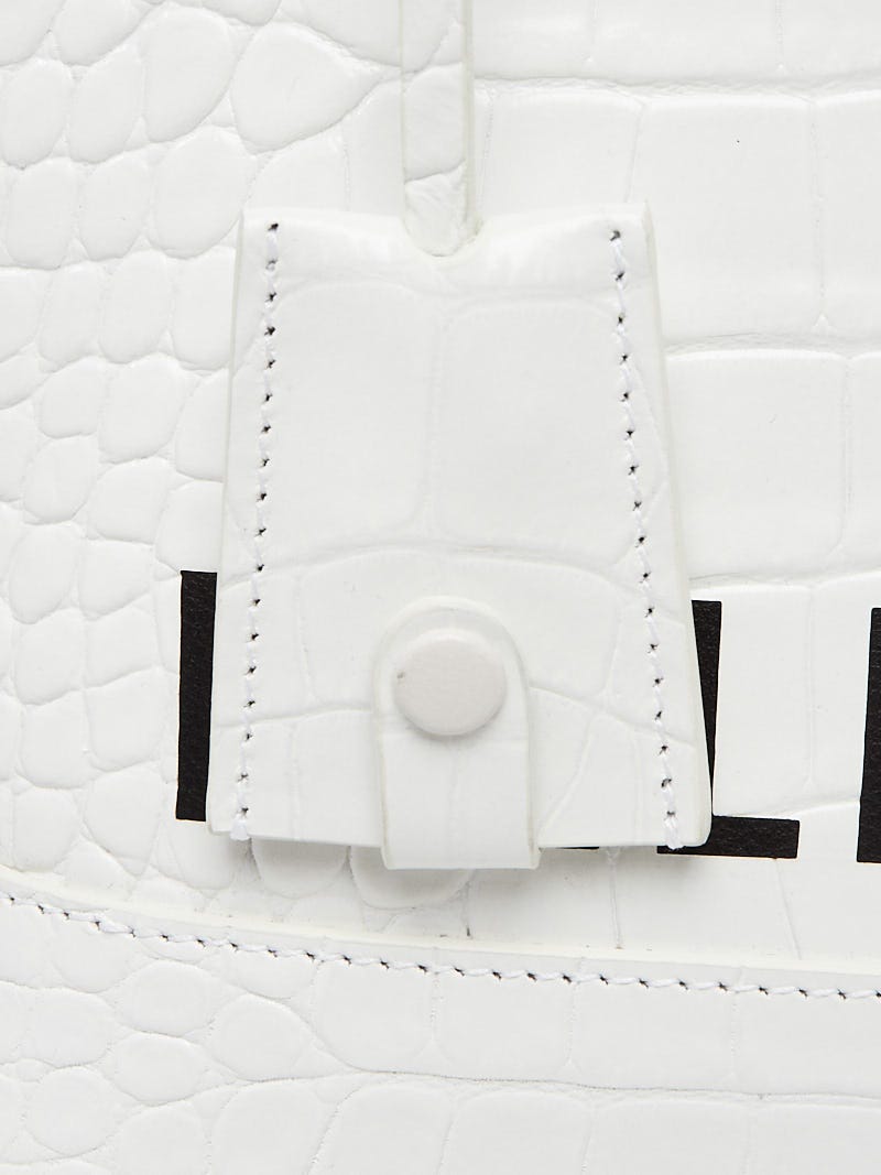 Balenciaga White Croc Embossed Patent Leather Small Ville