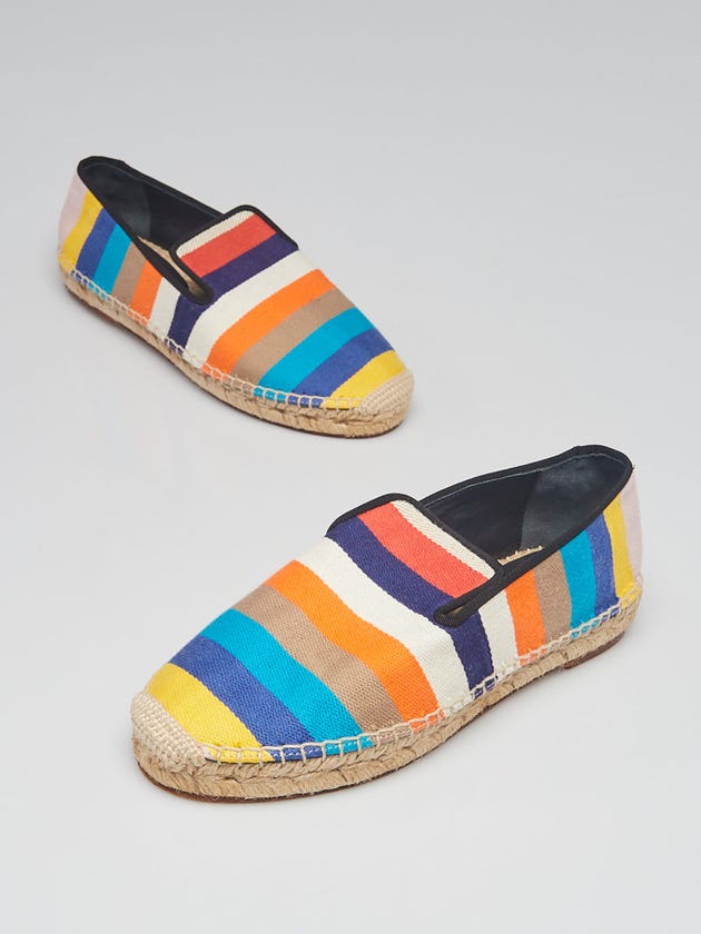 Celine Multicolor Striped Canvas Espadrille Flats Size 5.5/36