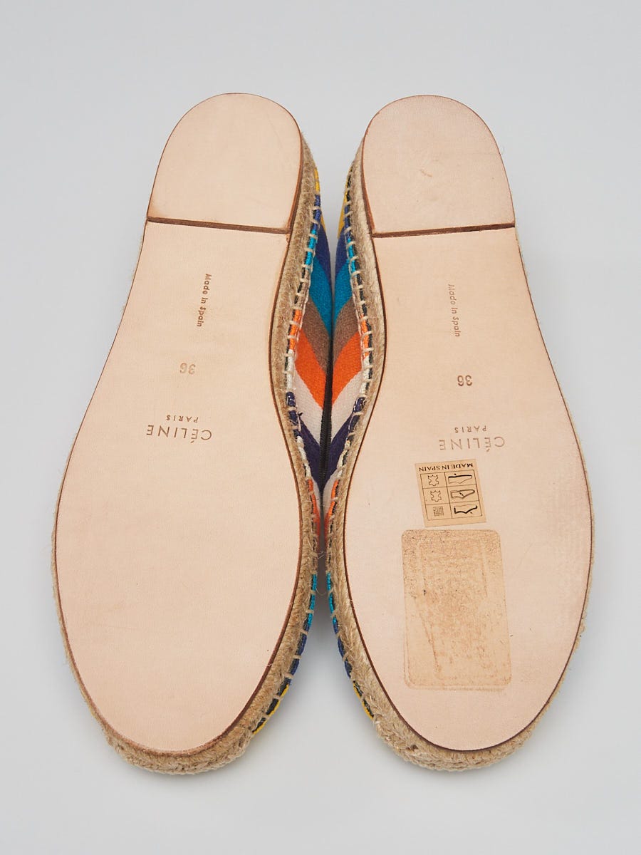 Celine Multicolor Striped Canvas Espadrille Flats Size 5.5/36