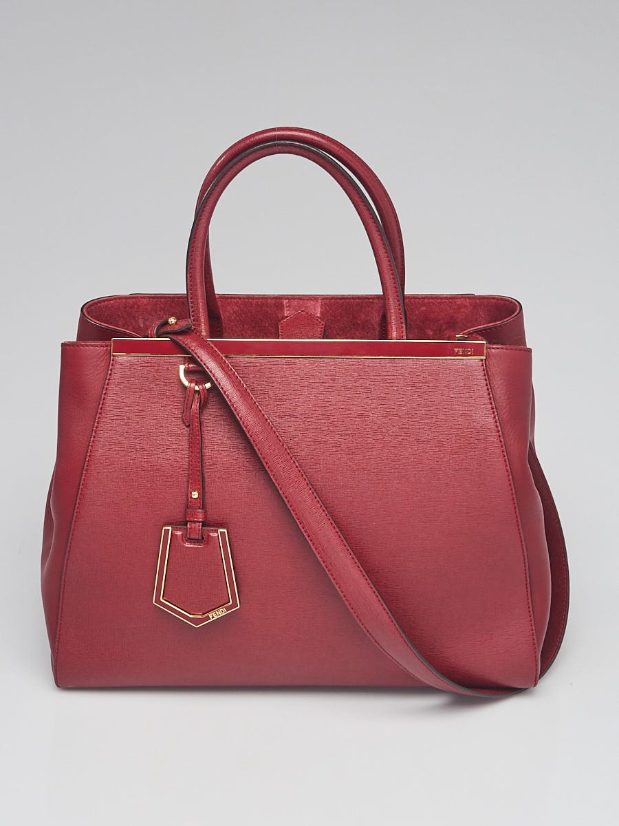 Fendi Red Leather Medium 2Jours Elite Tote Bag 8BH250 | Yoogi's Closet