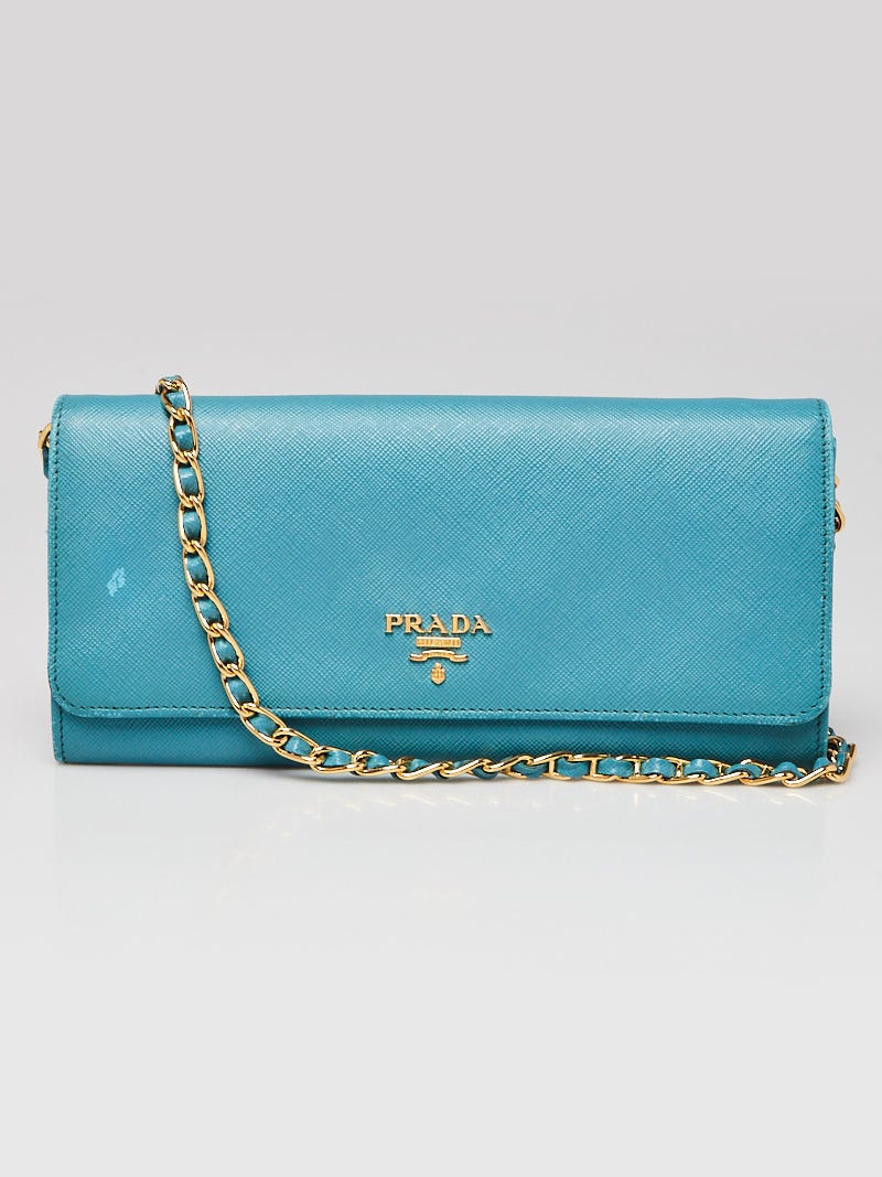 Prada Saffiano Leather Wallet with Chain