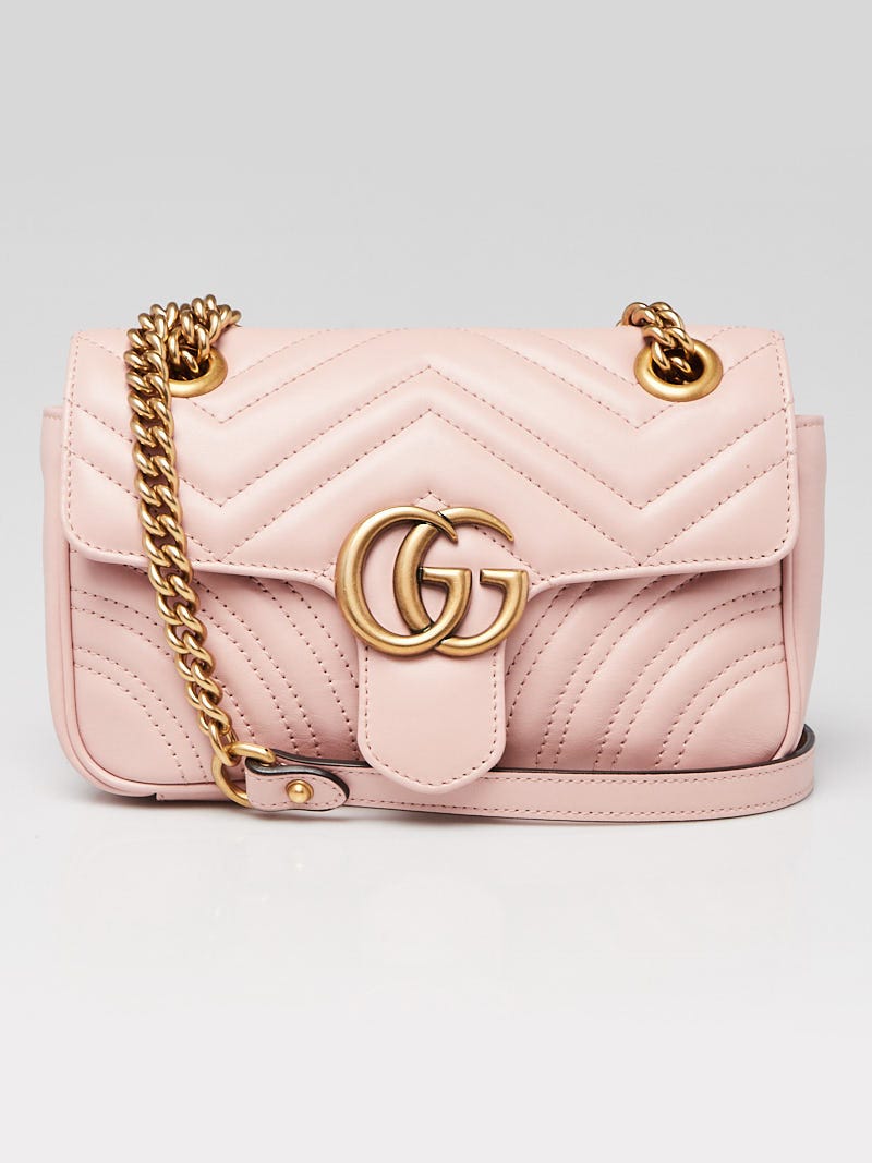 Gucci Pink Quilted Leather GG Marmont Mini Matelasse Shoulder Bag - Yoogi's  Closet