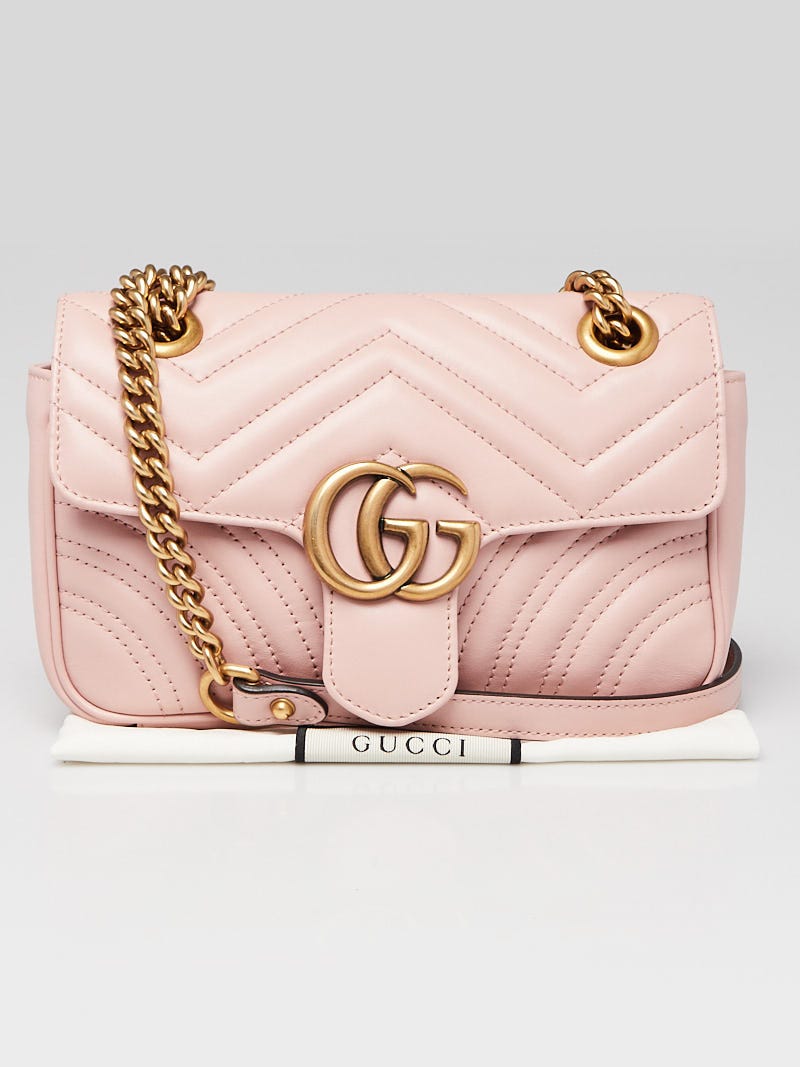Gucci Pink Quilted Leather GG Marmont Mini Matelasse Shoulder Bag - Yoogi's  Closet