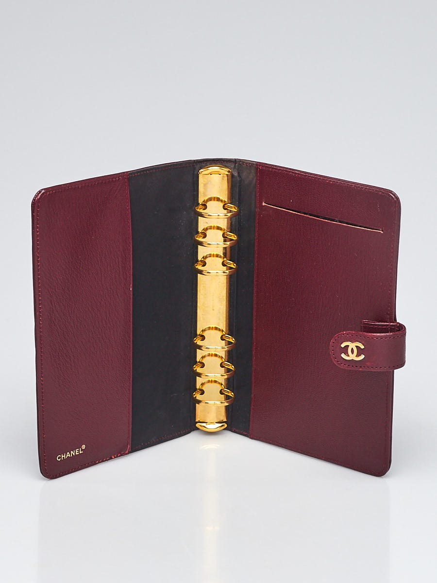 Chanel Burgundy Leather CC Medium Agenda/Notebook Cover | Yoogi's