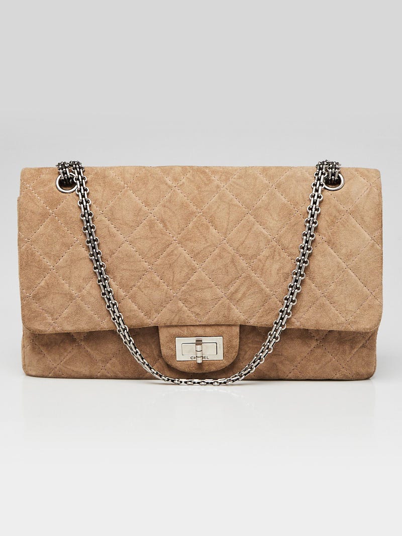 Chanel Beige Calfskin Leather Patent Detail Logo Quilted Shoulder Bag Bag