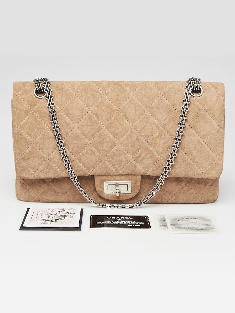 Chanel Beige 2.55 Reissue Quilted Suede Calfskin Leather 227 Jumbo Flap Bag  - Yoogi's Closet