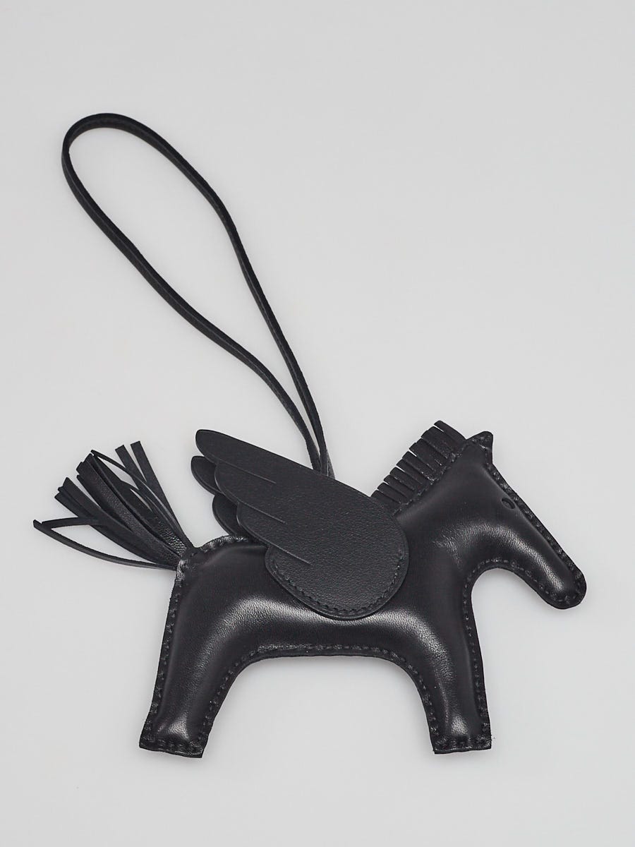 Hermes So Black Pegase Rodeo Bag Charm Leather MM Black 1193241