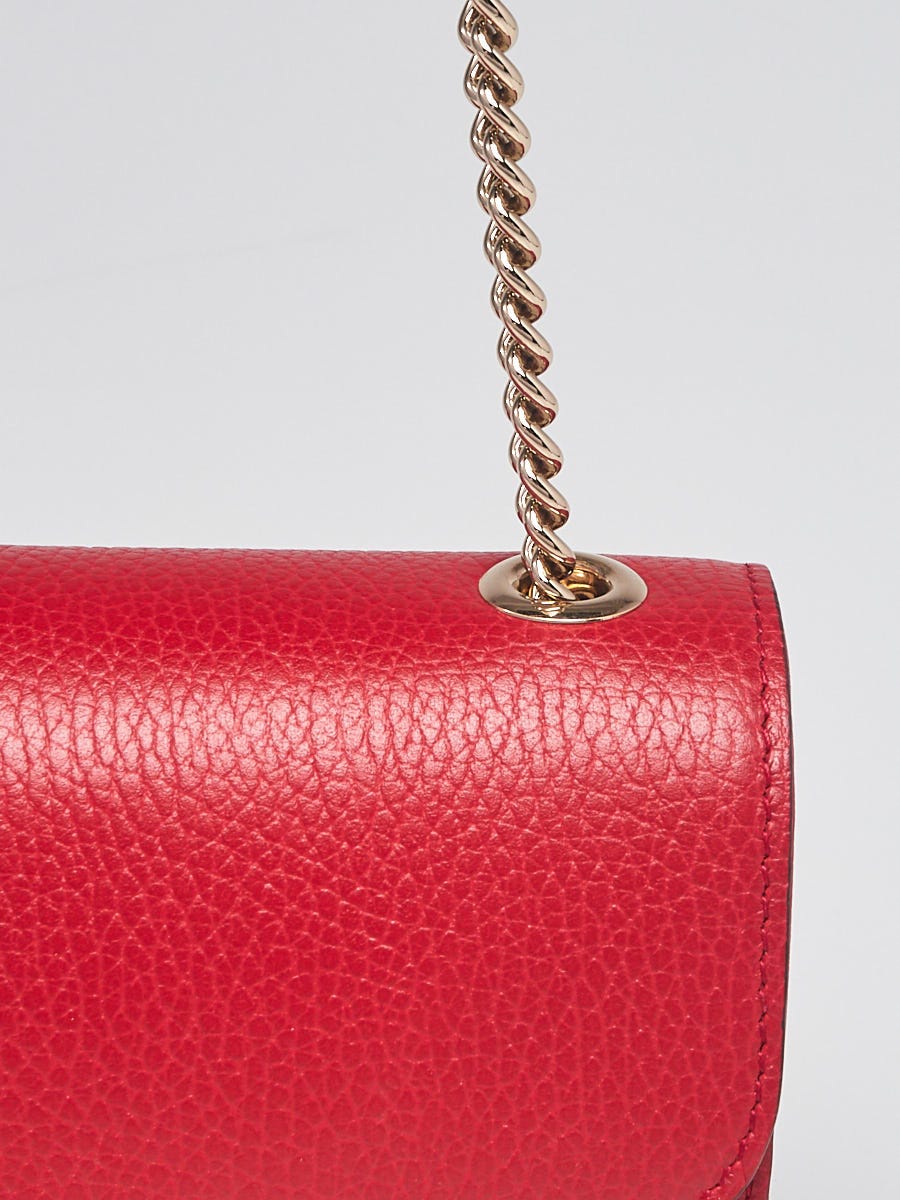 送料込/関税込■GUCCI■Interlocking G スライド Gucci Red Calfskin Leather Interlocking G Dollar Crossbody