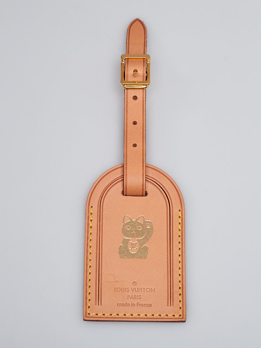 Louis Vuitton Natural Vachetta Leather Cat Stamped Luggage Tag - Yoogi's  Closet