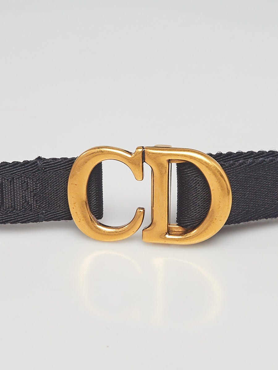 Christian Dior Black Canvas Jacquard Saddle Belt Size L - Yoogi's Closet