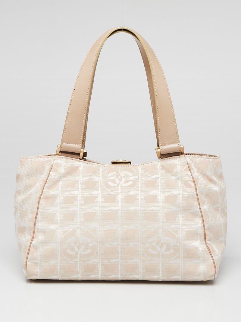 Chanel Beige Nylon CC Logo Travel Line Small Shoulder Bag - Yoogi's Closet