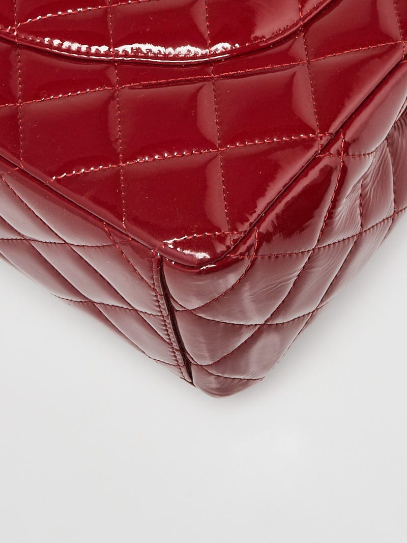 CHANEL Patent Quilted Maxi Double Flap Red 1267264