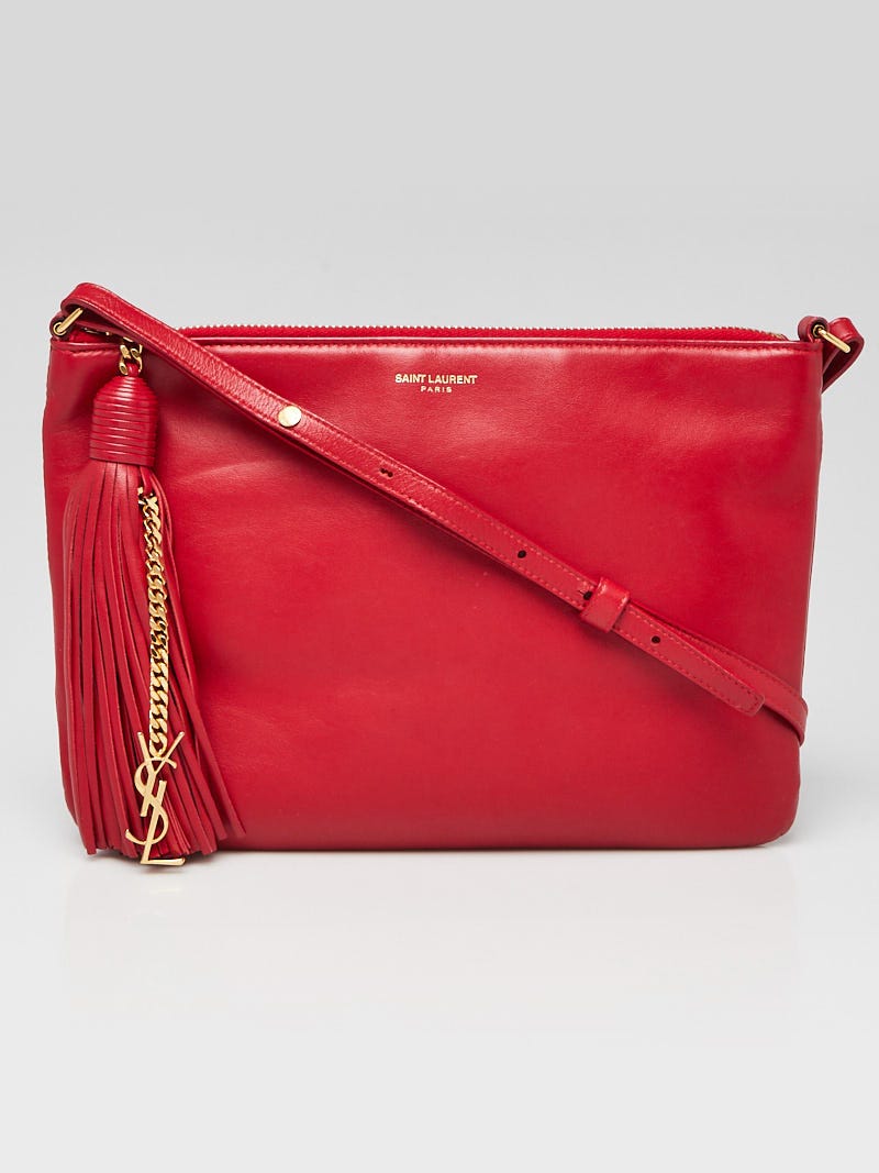 Yves Saint Laurent Red Leather Teen Monogram Crossbody Bag