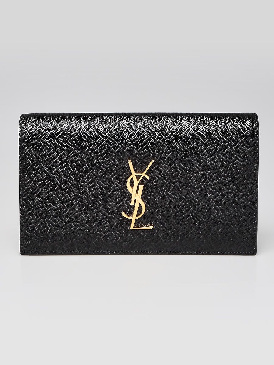 Yves Saint Laurent Black Grained Leather Kate Clutch Bag | Yoogi's