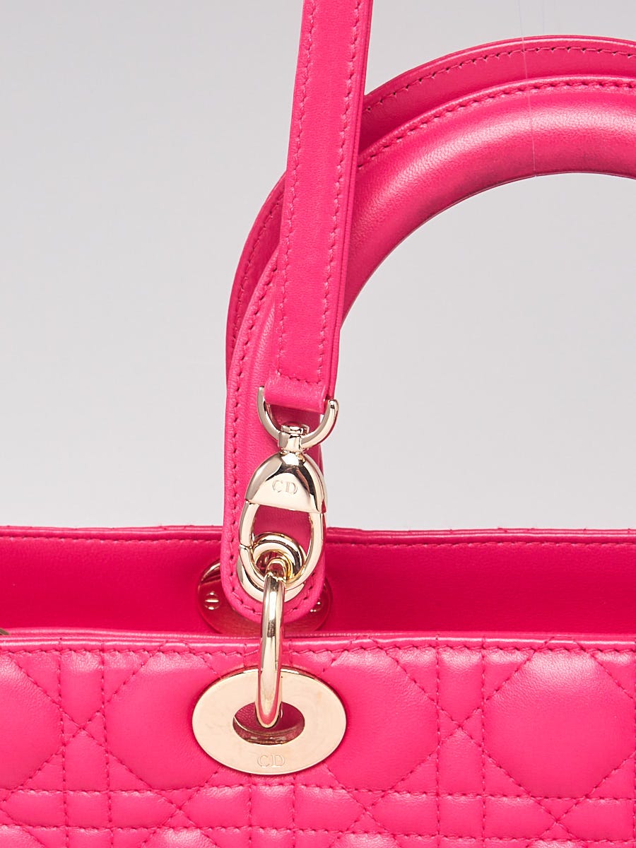 Christian Dior Lambskin Cannage Large Lady Dior Fuchsia