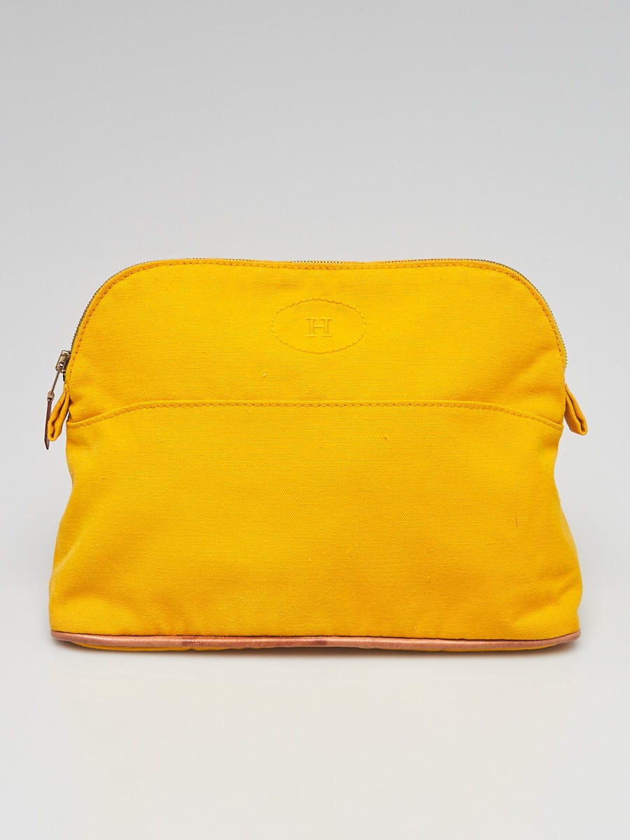 Hermes Yellow Cotton Canvas Bolide Large Cosmetic Pouch Bag Yoogi s Closet