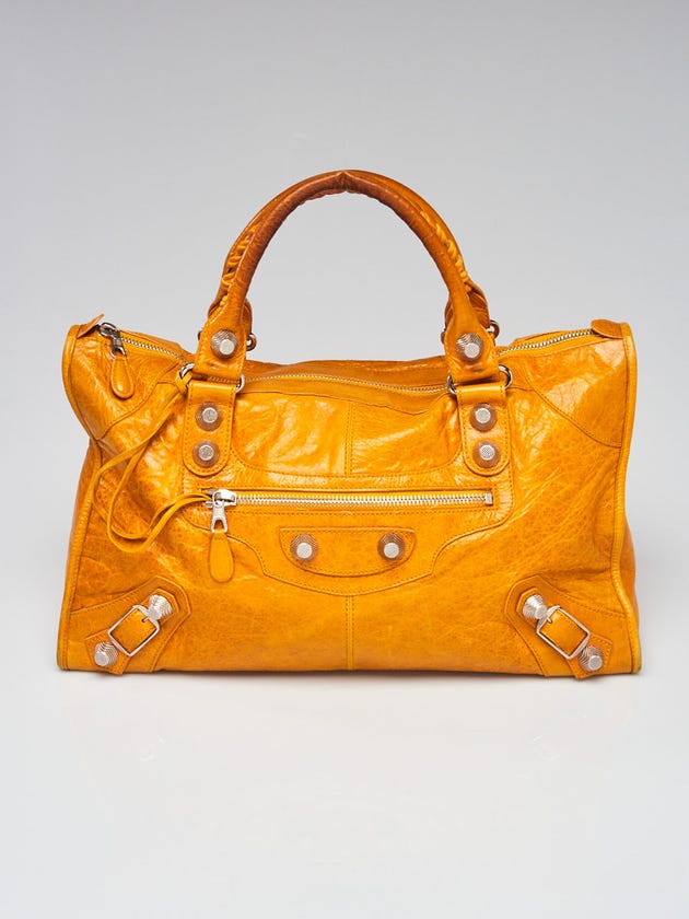 Balenciaga Marigold Lambskin Leather Giant 21 Silver Work Bag
