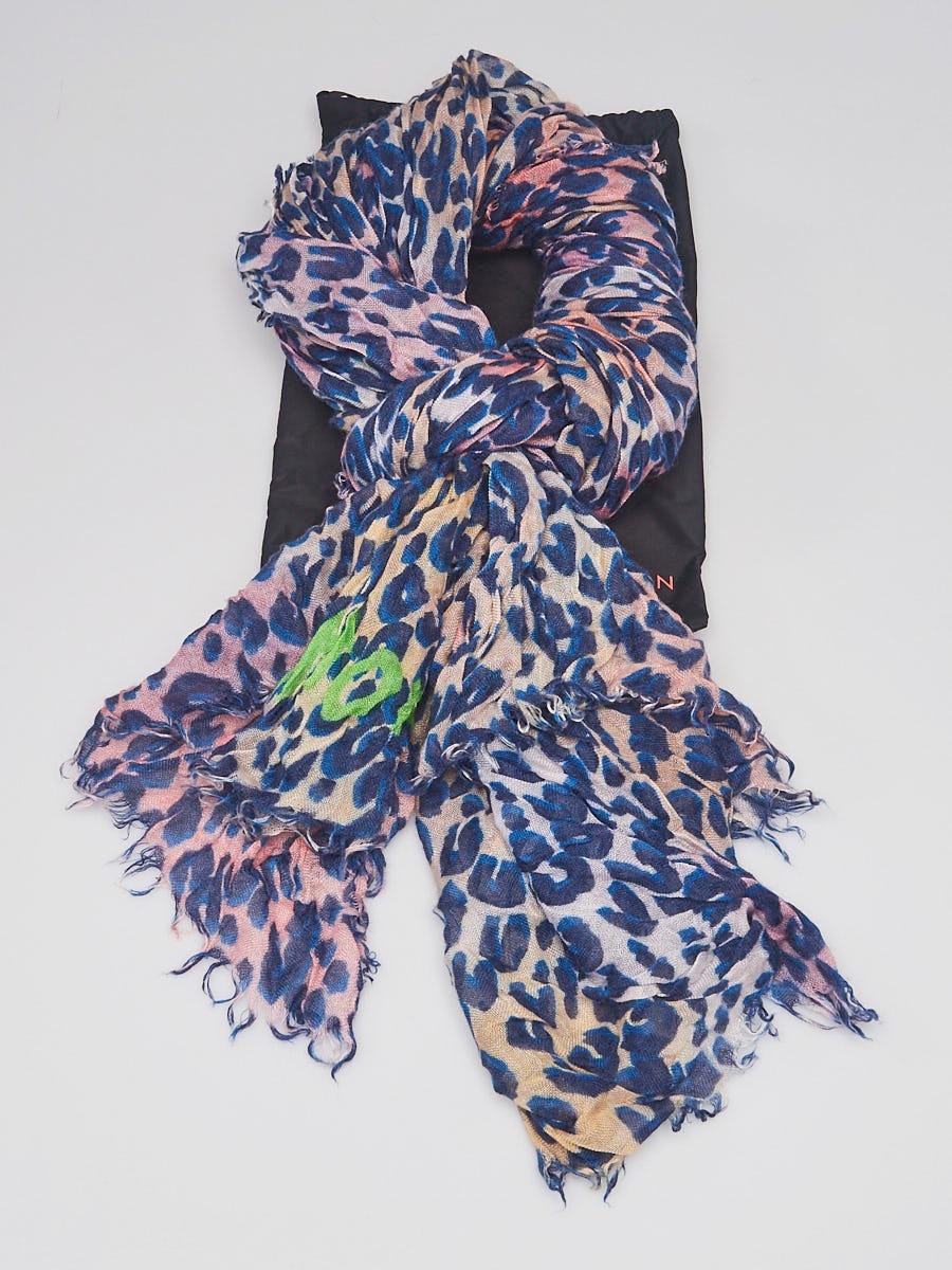 Louis Vuitton Blue/Pink Cashmere/Silk Stephen Sprouse Leopard