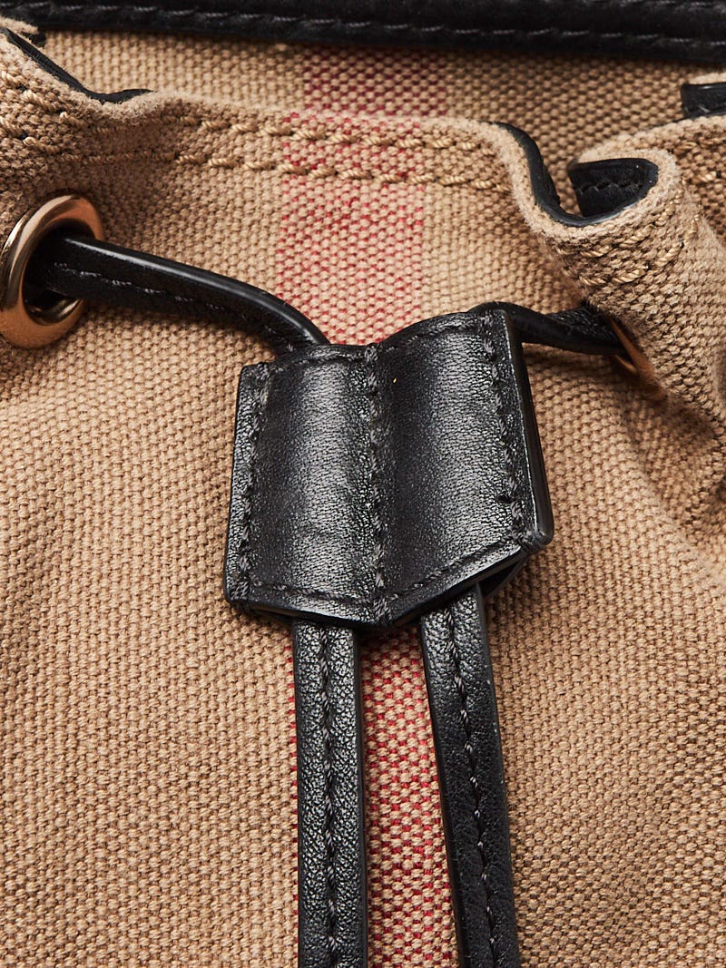 Burberry Beige Check Canvas and Leather Chiltern Backpack  display picture 1