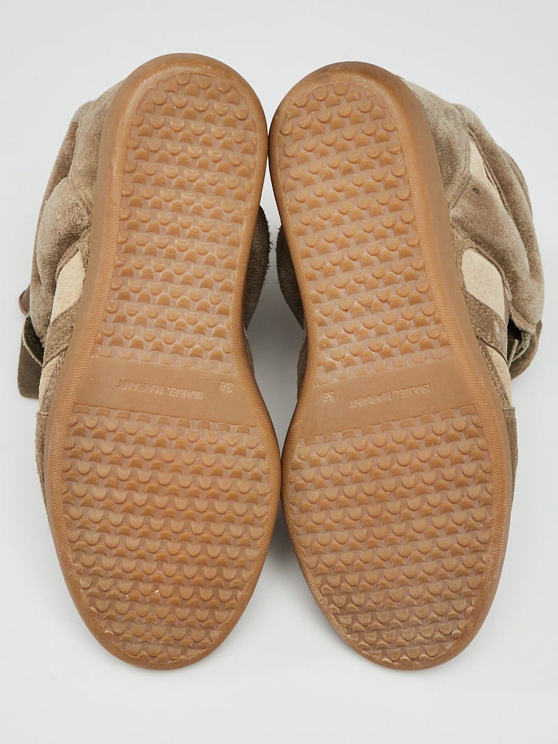 Isabel Marant Grey Suede Bekett Over Basket Sneaker Wedges