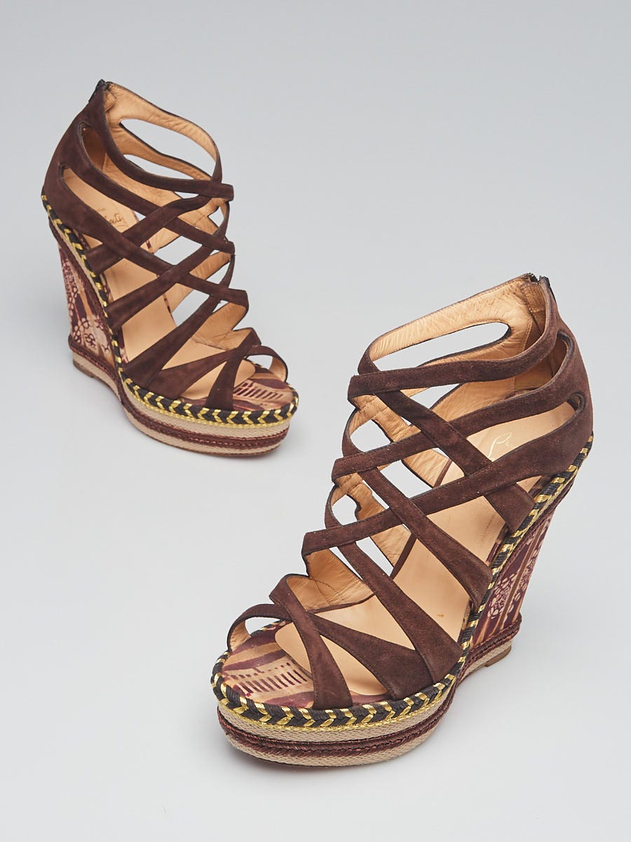 140mm Leather Wedge Sandals
