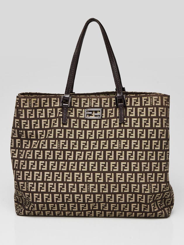 Fendi Beige/Brown Zucchino Canvas Small Tote Bag - 8BH133