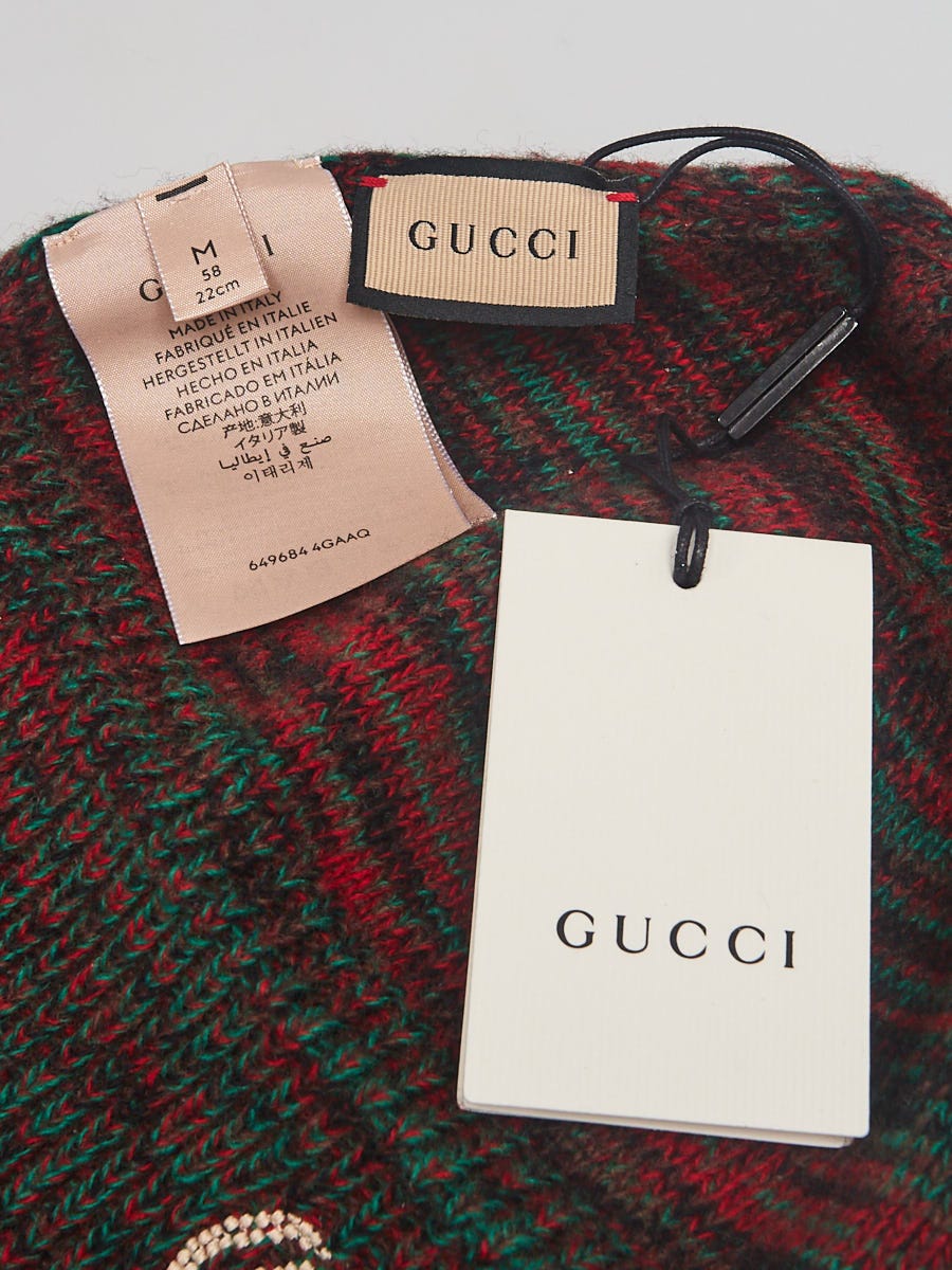 Green and red knit Gucci visor. Designer size M Gucci Unisex Red Vinyl Visor Hat w/Green Red Banded Headband  main image 4