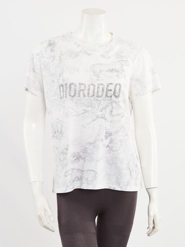 Christian Dior Black And White Cotton/Linen Blend Diorodeo T-Shirt Size M -  Yoogi's Closet