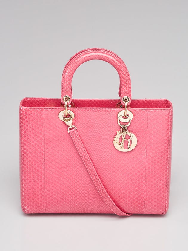 Christian Dior Pink Python Large Lady Dior Bag | Yoogi's Closet