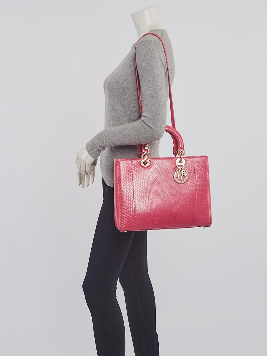 Christian Dior Pink Python Large Lady Dior Bag