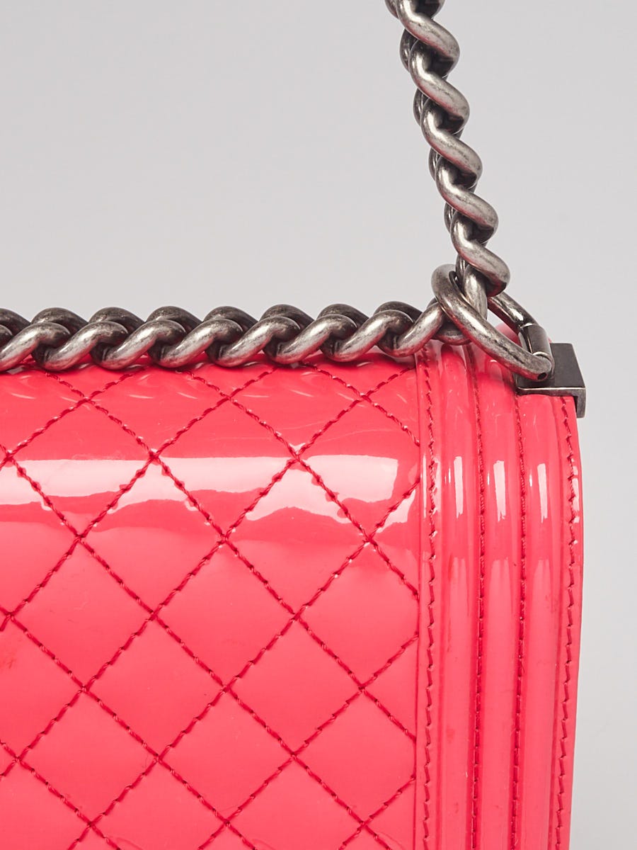 Chanel Pink Quilted Patent Leather Large Boy Bag