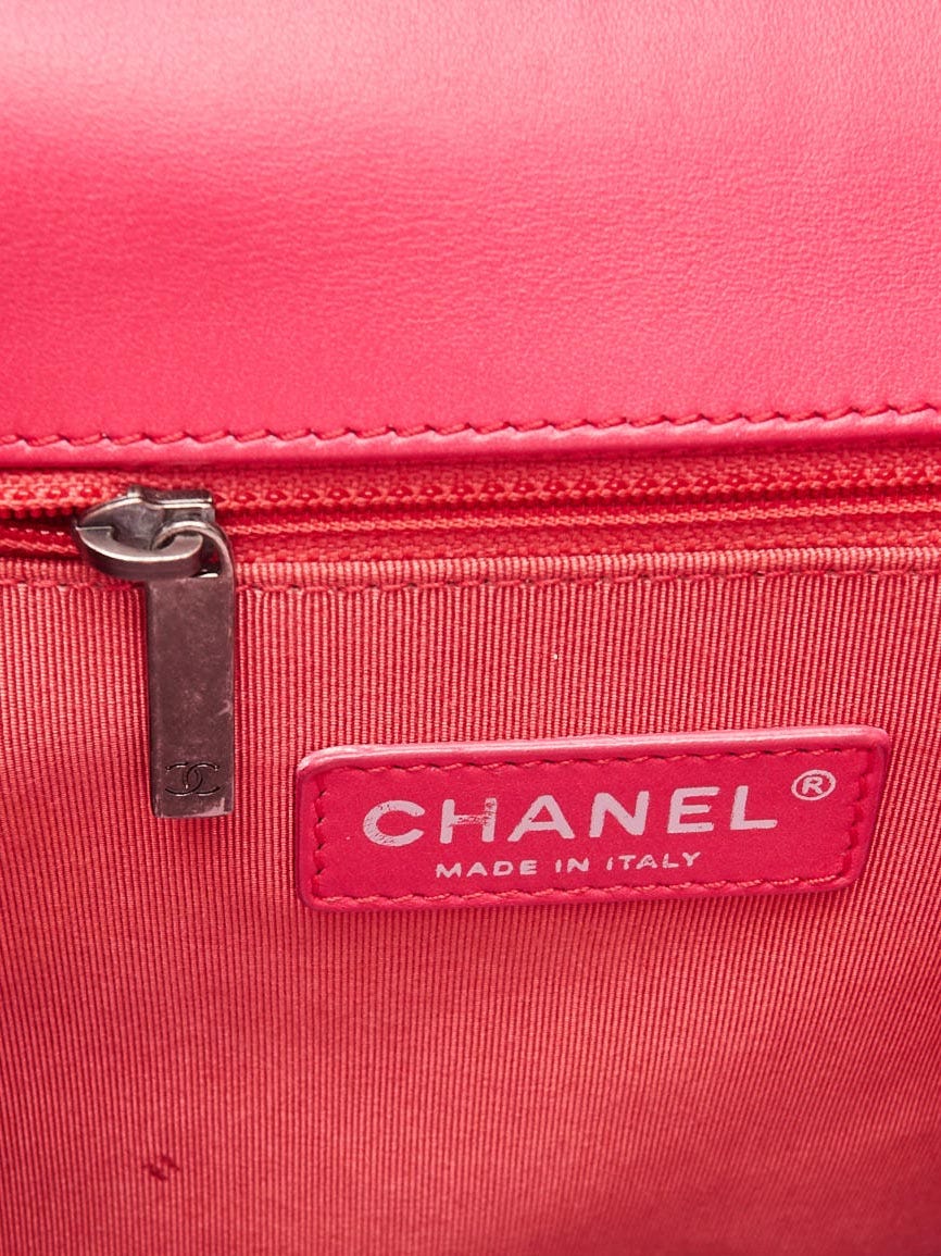 Chanel Pink Quilted Patent Leather Large Boy Bag