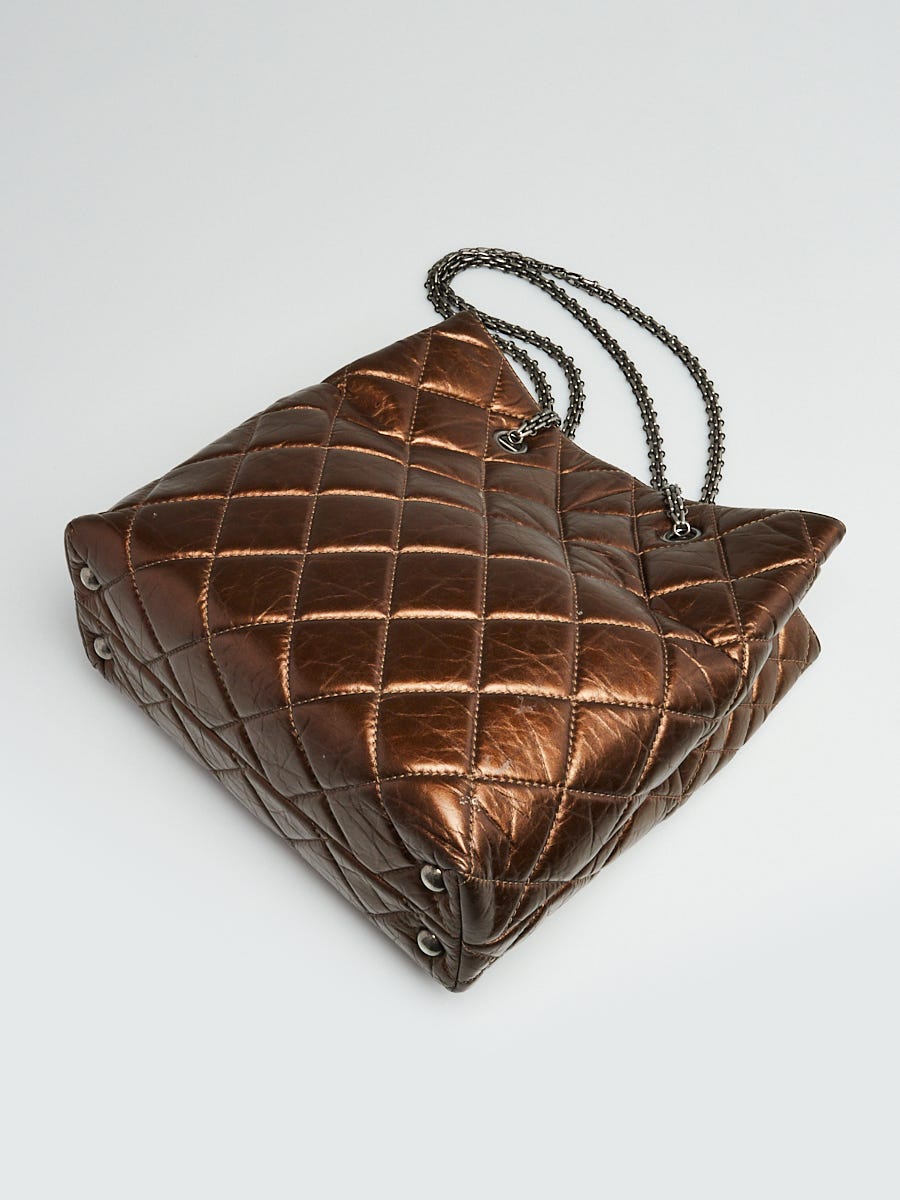 Chanel Bronze 2.55 Quilted Crinkled Calfskin Leather 2.55 Reissue North/South Tote Bag