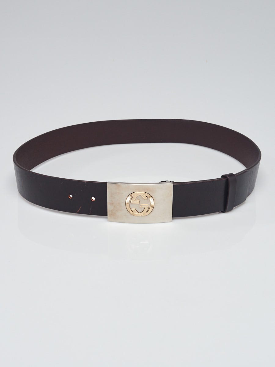 Gucci Black Leather Interlocking G Buckle Belt Size 95/38