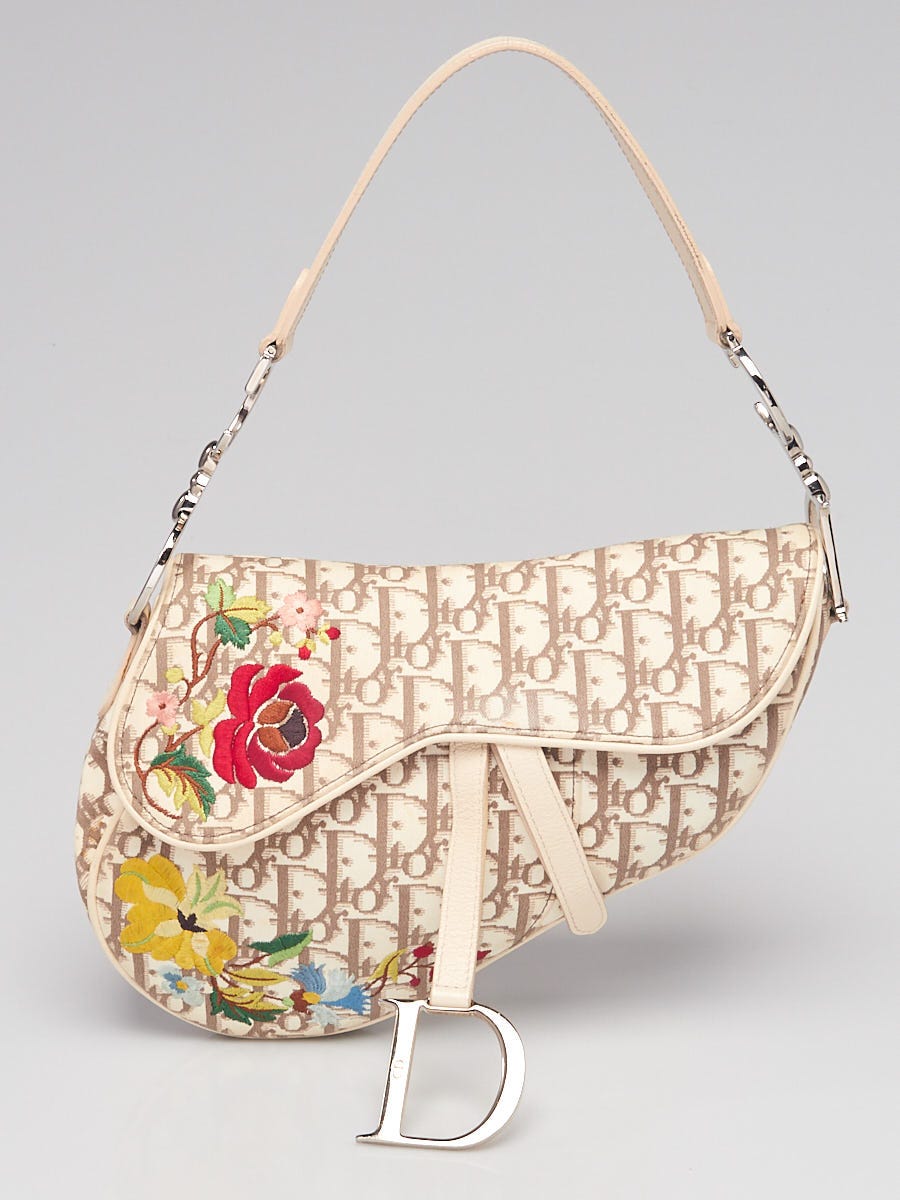 CHRISTIAN DIOR Oblique SADDLE saddle bag embroidered Shoulder Bag