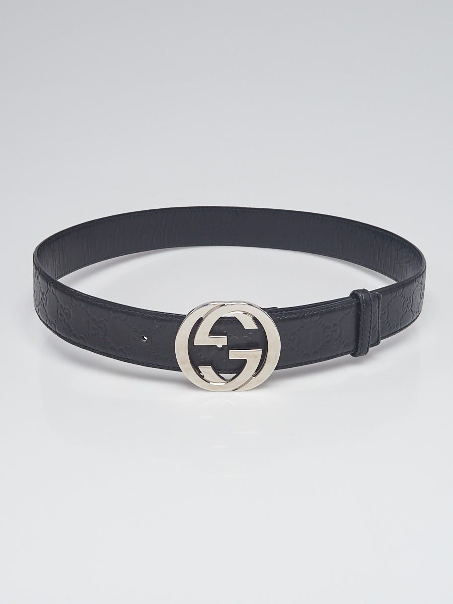 Gucci Guccissima Black Leather Interlocking G Buckle Belt Gucci