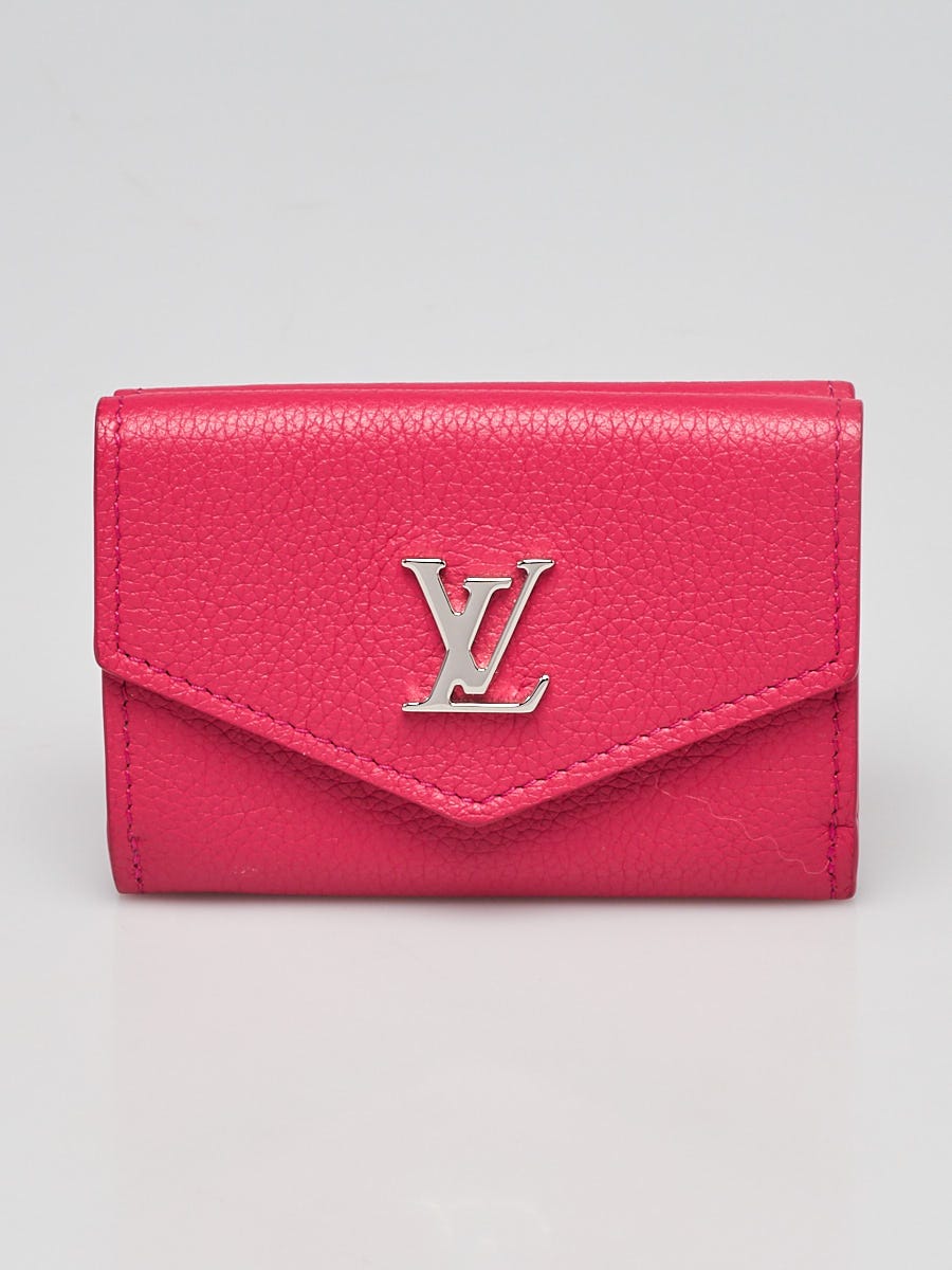 Louis Vuitton Pink Calfskin Leather Lockmini Compact Wallet - Yoogi's Closet