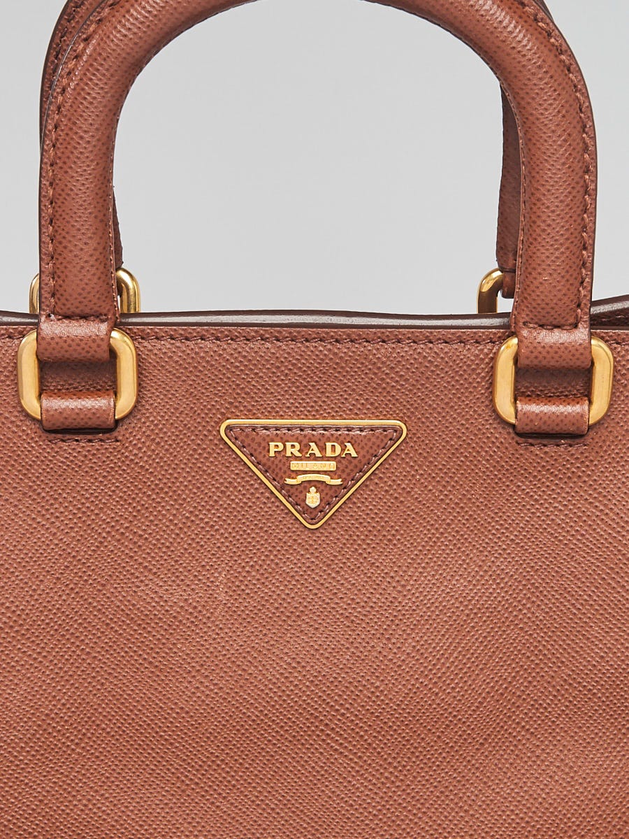 Prada Brown Saffiano Leather Dome Shopping Bag BN2630
