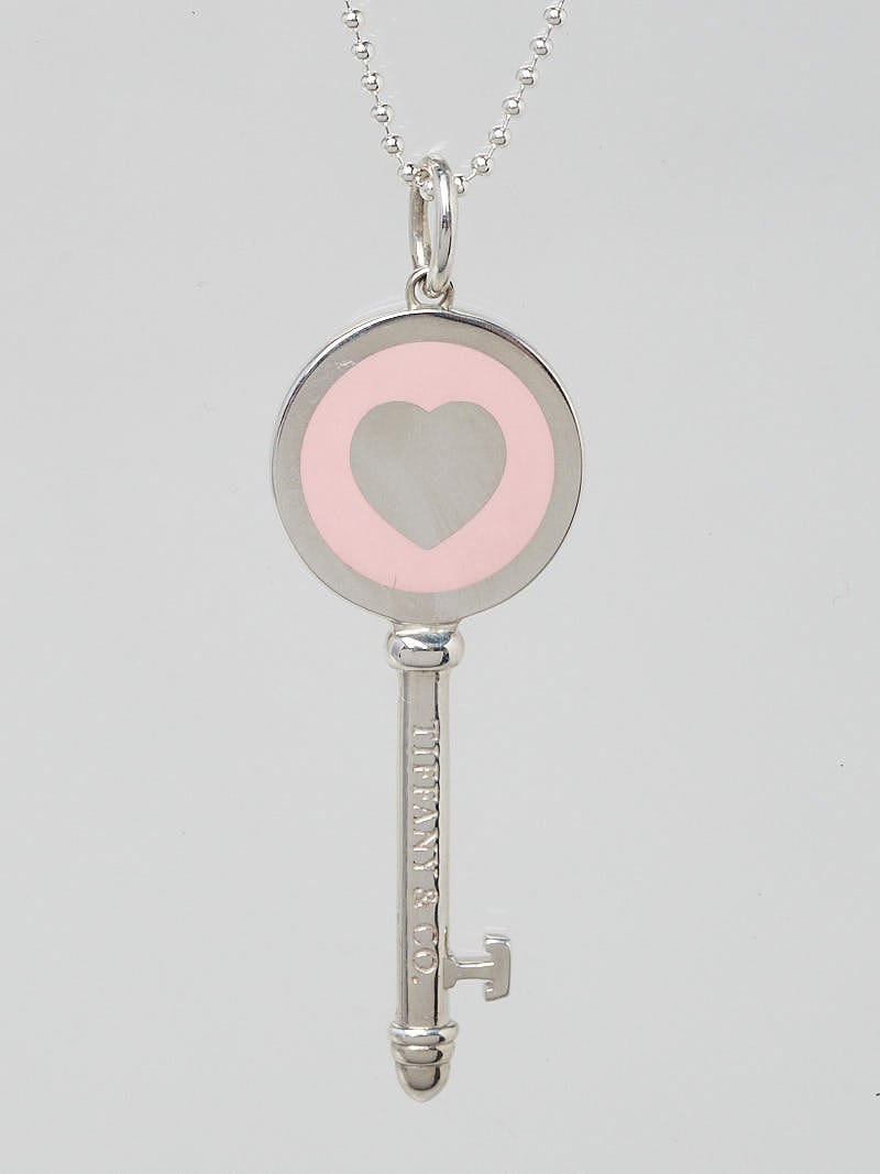 TIFFANY & Co double tag necklace mini pendant heart motif silver 925 pink  40cm | eBay