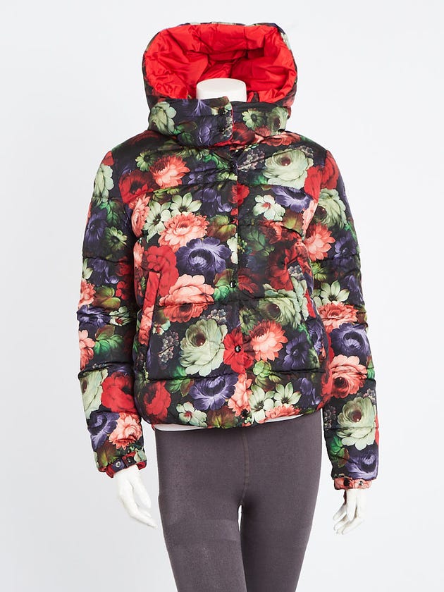 Moncler Red/Floral Printed Quilted Down Koura Reversible Puffer Jacket Size S/1