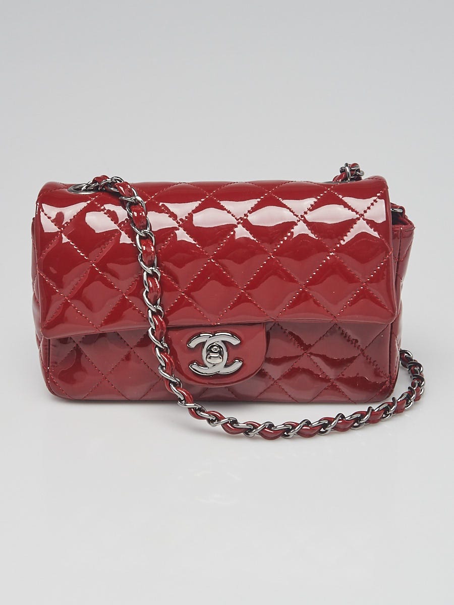 Chanel Dark Red Quilted Patent Leather Classic Rectangular Mini Flap Bag -  Yoogi's Closet