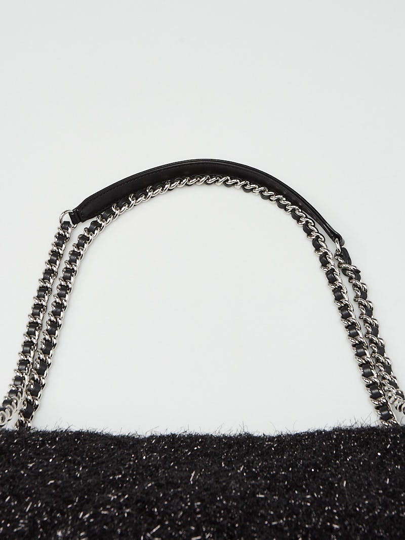 Chanel Black Quilted Knit Pluto Glitter Large Flap Bag