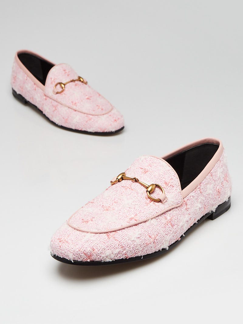 誠実 Gucci Pink Tweed Horsebit Jordaan Loafers Size 8/38.5 ノート・メモ帳